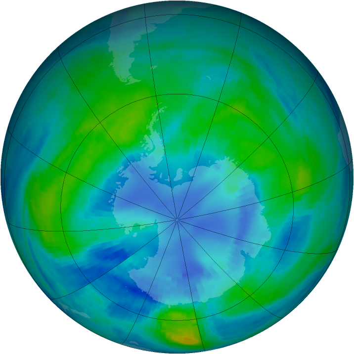 Antarctic ozone map for 12 April 1985
